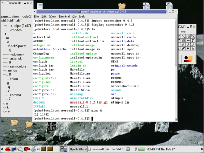 a screen capture of morseall on Redhat 8.0